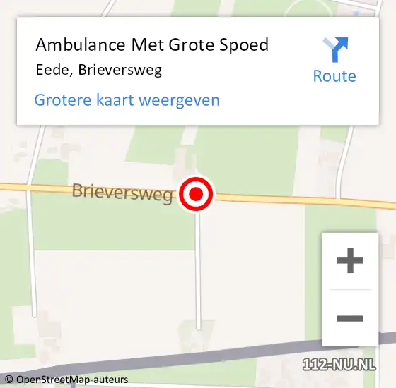 Locatie op kaart van de 112 melding: Ambulance Met Grote Spoed Naar Eede, Brieversweg op 18 januari 2018 08:05