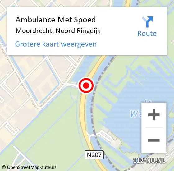 Locatie op kaart van de 112 melding: Ambulance Met Spoed Naar Moordrecht, Noord Ringdijk op 18 januari 2018 08:20