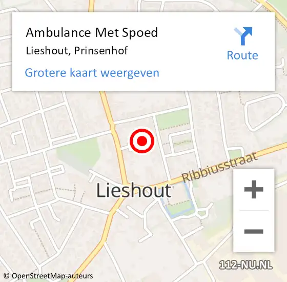 Locatie op kaart van de 112 melding: Ambulance Met Spoed Naar Lieshout, Prinsenhof op 18 januari 2018 08:24