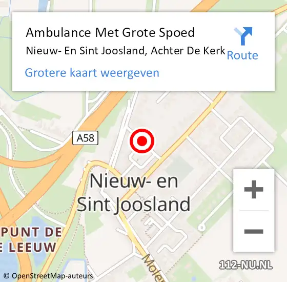 Locatie op kaart van de 112 melding: Ambulance Met Grote Spoed Naar Nieuw- En Sint Joosland, Achter De Kerk op 18 januari 2018 08:26