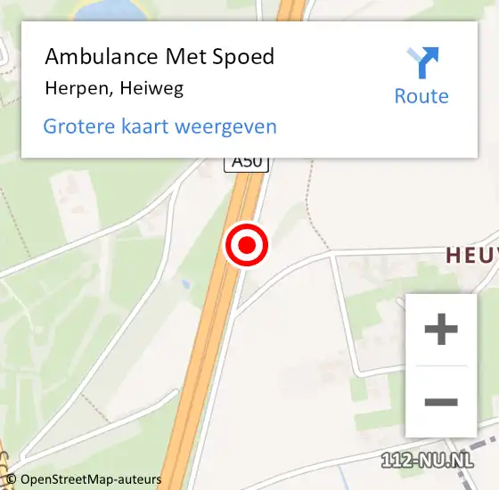 Locatie op kaart van de 112 melding: Ambulance Met Spoed Naar Herpen, Heiweg op 18 januari 2018 08:38
