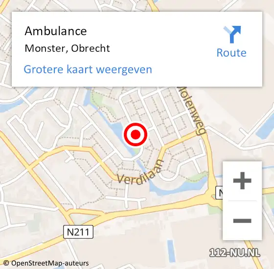 Locatie op kaart van de 112 melding: Ambulance Monster, Obrecht op 18 januari 2018 08:47