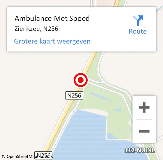 Locatie op kaart van de 112 melding: Ambulance Met Spoed Naar Zierikzee, N256 op 18 januari 2018 09:00
