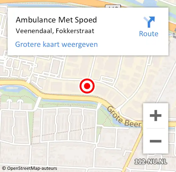 Locatie op kaart van de 112 melding: Ambulance Met Spoed Naar Veenendaal, Fokkerstraat op 18 januari 2018 09:04