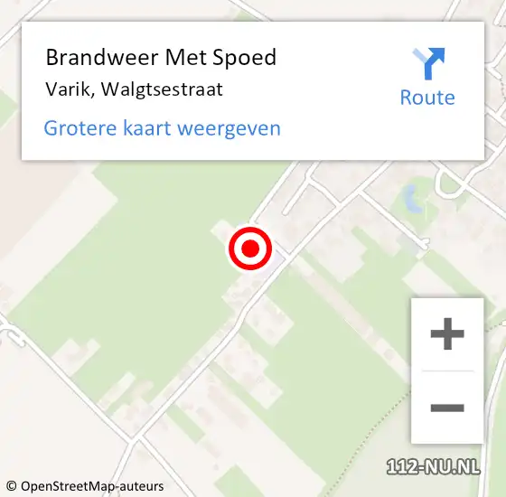 Locatie op kaart van de 112 melding: Brandweer Met Spoed Naar Varik, Walgtsestraat op 18 januari 2018 09:06