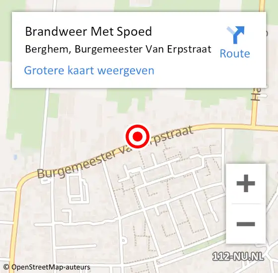 Locatie op kaart van de 112 melding: Brandweer Met Spoed Naar Berghem, Burgemeester Van Erpstraat op 18 januari 2018 09:07