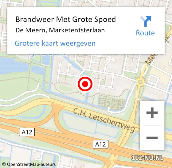 Locatie op kaart van de 112 melding: Brandweer Met Grote Spoed Naar De Meern, Marketentsterlaan op 18 januari 2018 09:10