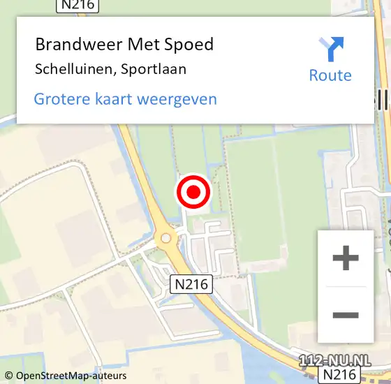 Locatie op kaart van de 112 melding: Brandweer Met Spoed Naar Schelluinen, Sportlaan op 18 januari 2018 09:16