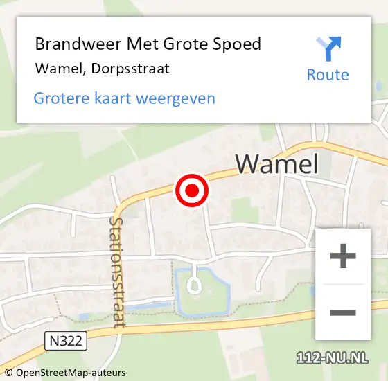 Locatie op kaart van de 112 melding: Brandweer Met Grote Spoed Naar Wamel, Dorpsstraat op 18 januari 2018 09:21