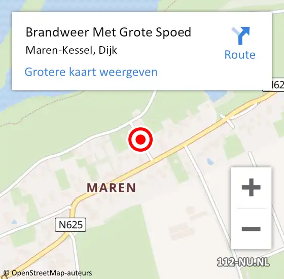 Locatie op kaart van de 112 melding: Brandweer Met Grote Spoed Naar Maren-Kessel, Dijk op 18 januari 2018 09:25