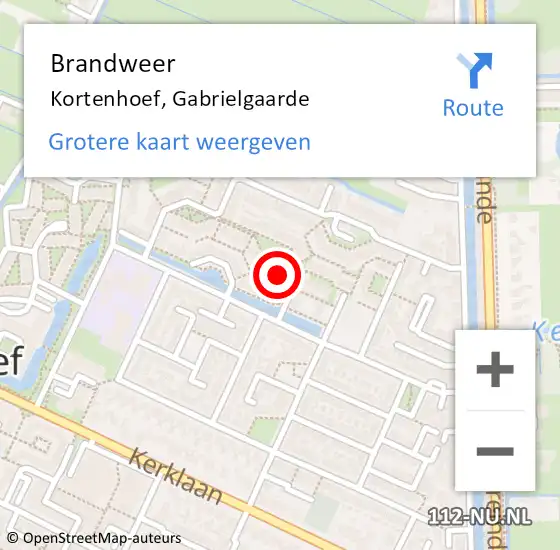 Locatie op kaart van de 112 melding: Brandweer Kortenhoef, Gabrielgaarde op 18 januari 2018 09:26