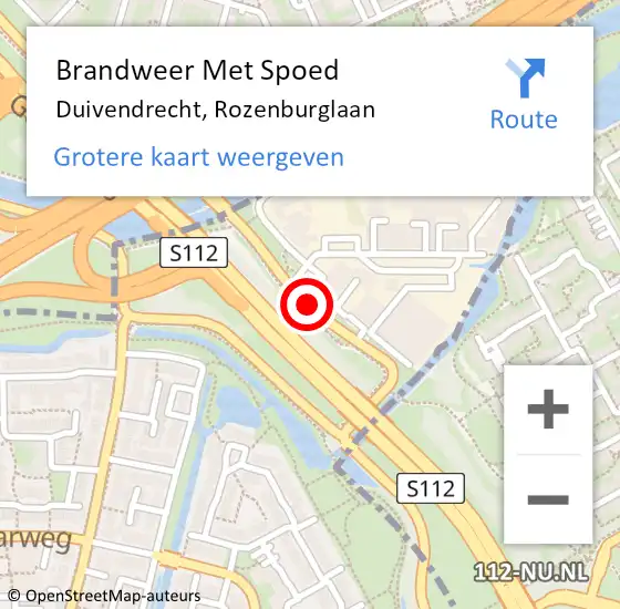 Locatie op kaart van de 112 melding: Brandweer Met Spoed Naar Duivendrecht, Rozenburglaan op 18 januari 2018 09:34