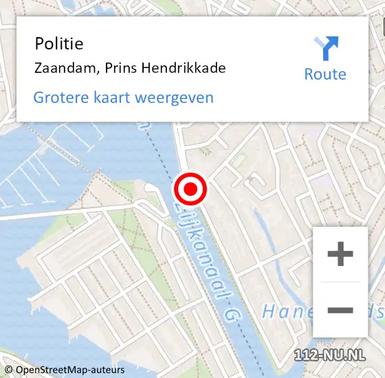 Locatie op kaart van de 112 melding: Politie Zaandam, Prins Hendrikkade op 18 januari 2018 09:36