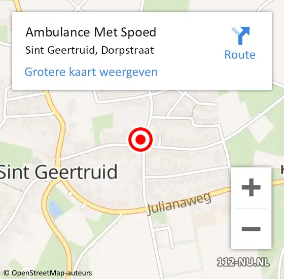 Locatie op kaart van de 112 melding: Ambulance Met Spoed Naar Sint Geertruid, Dorpstraat op 13 februari 2014 13:14