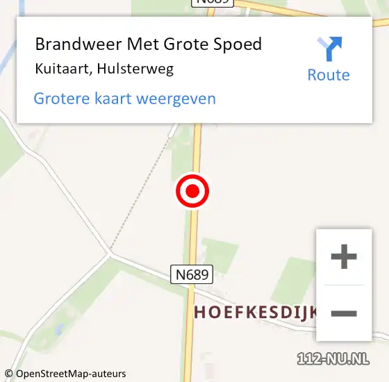 Locatie op kaart van de 112 melding: Brandweer Met Grote Spoed Naar Kuitaart, Hulsterweg op 18 januari 2018 09:42