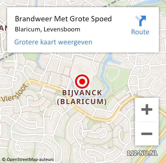 Locatie op kaart van de 112 melding: Brandweer Met Grote Spoed Naar Blaricum, Levensboom op 18 januari 2018 09:46