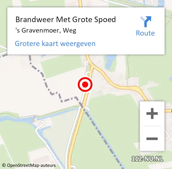 Locatie op kaart van de 112 melding: Brandweer Met Grote Spoed Naar 's Gravenmoer, Weg op 18 januari 2018 09:52