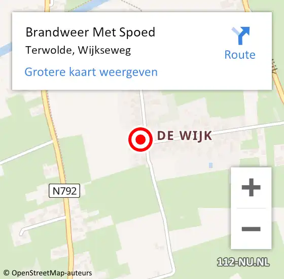 Locatie op kaart van de 112 melding: Brandweer Met Spoed Naar Terwolde, Wijkseweg op 18 januari 2018 09:57