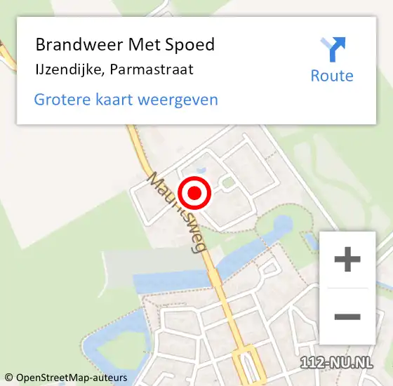 Locatie op kaart van de 112 melding: Brandweer Met Spoed Naar IJzendijke, Parmastraat op 18 januari 2018 10:00