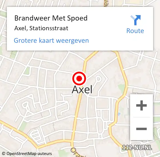 Locatie op kaart van de 112 melding: Brandweer Met Spoed Naar Axel, Stationsstraat op 18 januari 2018 10:01