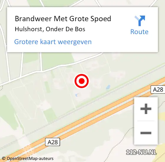 Locatie op kaart van de 112 melding: Brandweer Met Grote Spoed Naar Hulshorst, Onder De Bos op 18 januari 2018 10:02