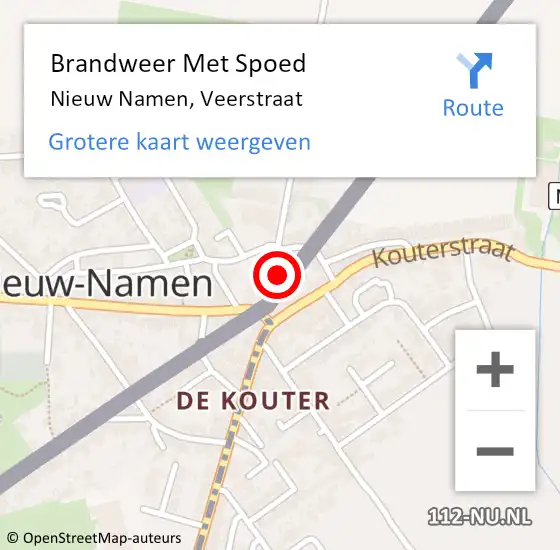 Locatie op kaart van de 112 melding: Brandweer Met Spoed Naar Nieuw Namen, Veerstraat op 18 januari 2018 10:03