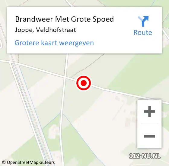 Locatie op kaart van de 112 melding: Brandweer Met Grote Spoed Naar Joppe, Veldhofstraat op 18 januari 2018 10:05