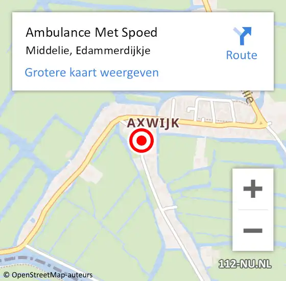 Locatie op kaart van de 112 melding: Ambulance Met Spoed Naar Middelie, Edammerdijkje op 18 januari 2018 10:07