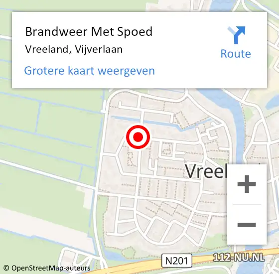 Locatie op kaart van de 112 melding: Brandweer Met Spoed Naar Vreeland, Vijverlaan op 18 januari 2018 10:07