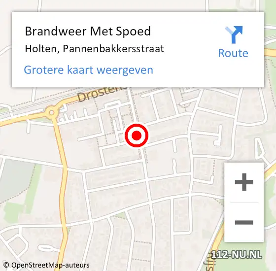 Locatie op kaart van de 112 melding: Brandweer Met Spoed Naar Holten, Pannenbakkersstraat op 18 januari 2018 10:13