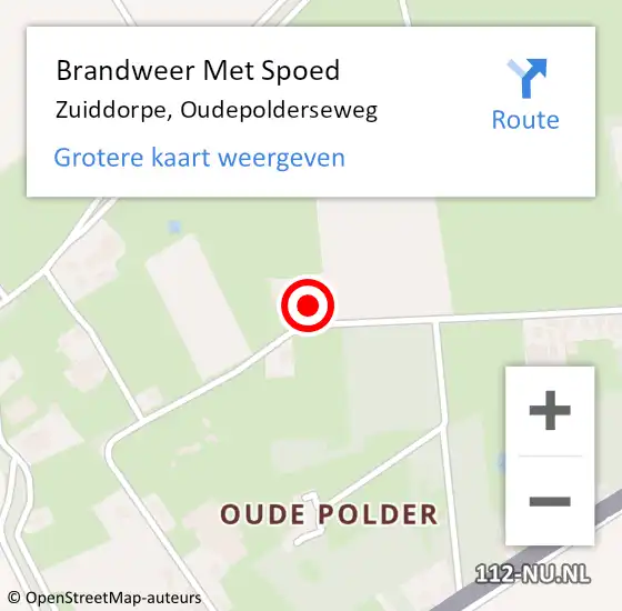 Locatie op kaart van de 112 melding: Brandweer Met Spoed Naar Zuiddorpe, Oudepolderseweg op 18 januari 2018 10:13