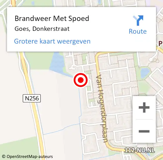 Locatie op kaart van de 112 melding: Brandweer Met Spoed Naar Goes, Donkerstraat op 18 januari 2018 10:16