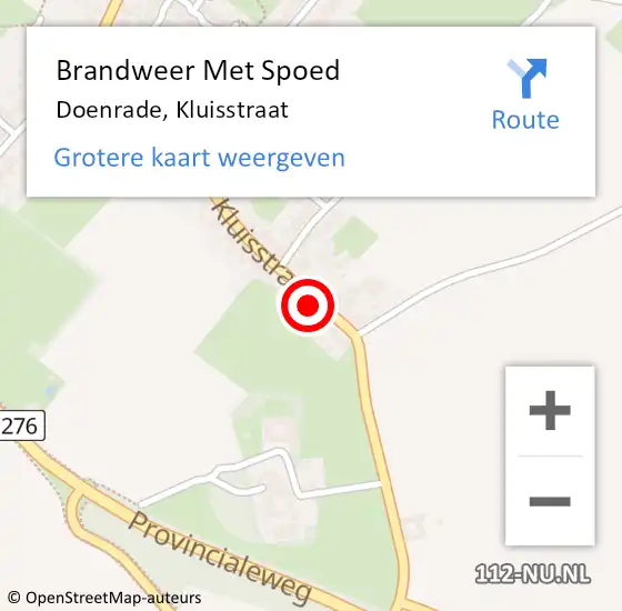 Locatie op kaart van de 112 melding: Brandweer Met Spoed Naar Doenrade, Kluisstraat op 18 januari 2018 10:19