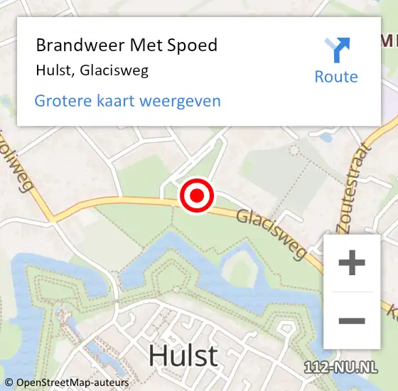 Locatie op kaart van de 112 melding: Brandweer Met Spoed Naar Hulst, Glacisweg op 18 januari 2018 10:22