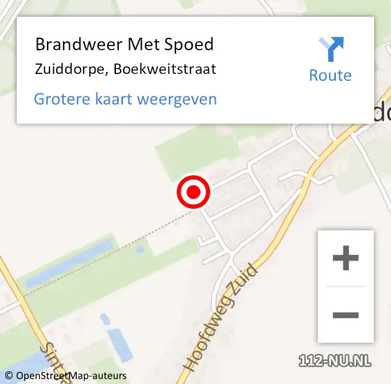 Locatie op kaart van de 112 melding: Brandweer Met Spoed Naar Zuiddorpe, Boekweitstraat op 18 januari 2018 10:26