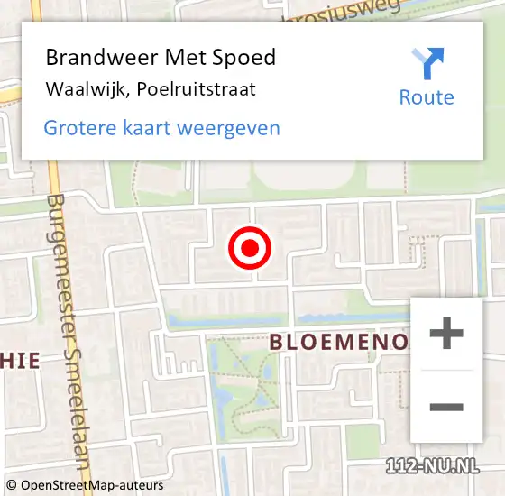 Locatie op kaart van de 112 melding: Brandweer Met Spoed Naar Waalwijk, Poelruitstraat op 18 januari 2018 10:27