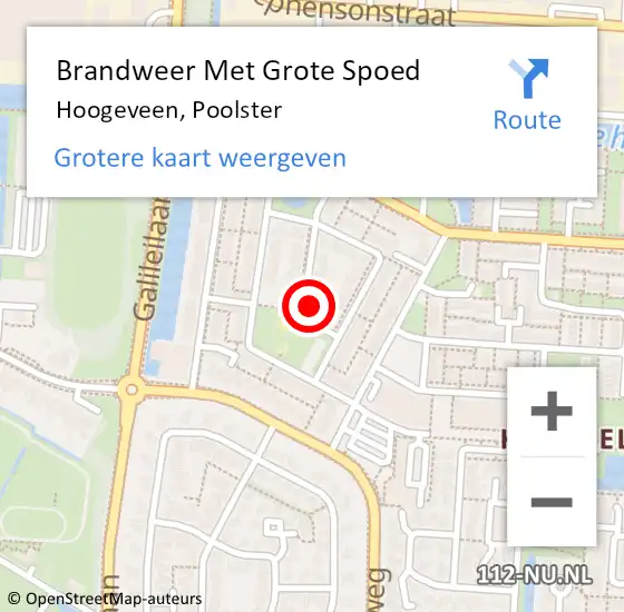 Locatie op kaart van de 112 melding: Brandweer Met Grote Spoed Naar Hoogeveen, Poolster op 18 januari 2018 10:31