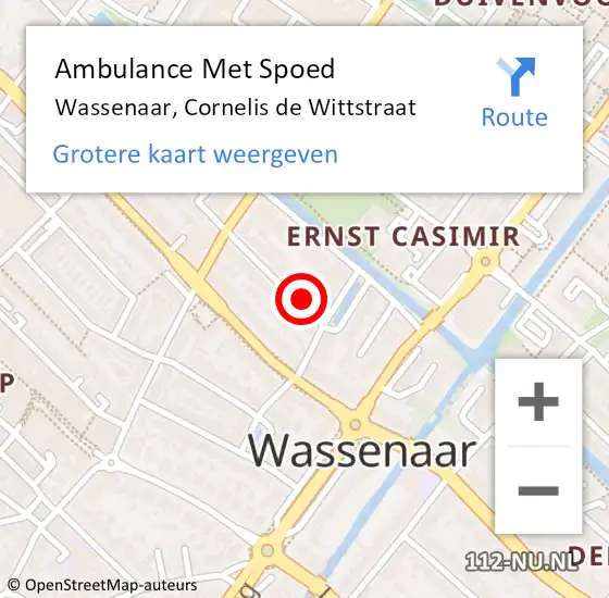 Locatie op kaart van de 112 melding: Ambulance Met Spoed Naar Wassenaar, Cornelis de Wittstraat op 18 januari 2018 10:31