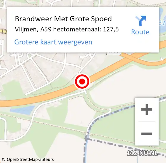 Locatie op kaart van de 112 melding: Brandweer Met Grote Spoed Naar Vlijmen, A59 hectometerpaal: 128,6 op 18 januari 2018 10:32