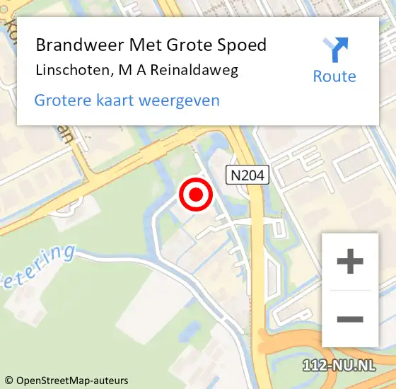 Locatie op kaart van de 112 melding: Brandweer Met Grote Spoed Naar Linschoten, M A Reinaldaweg op 18 januari 2018 10:32