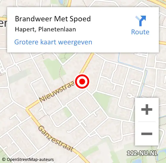 Locatie op kaart van de 112 melding: Brandweer Met Spoed Naar Hapert, Planetenlaan op 18 januari 2018 10:34