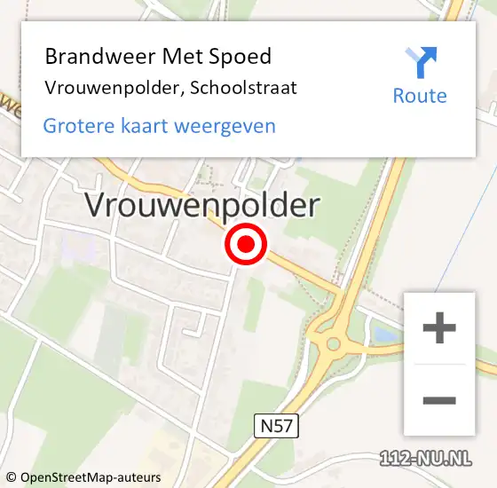 Locatie op kaart van de 112 melding: Brandweer Met Spoed Naar Vrouwenpolder, Schoolstraat op 18 januari 2018 10:34