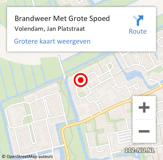 Locatie op kaart van de 112 melding: Brandweer Met Grote Spoed Naar Volendam, Jan Platstraat op 18 januari 2018 10:36