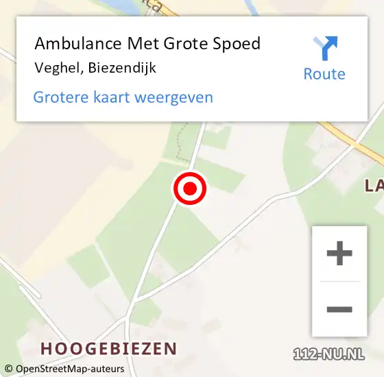 Locatie op kaart van de 112 melding: Ambulance Met Grote Spoed Naar Veghel, Biezendijk op 18 januari 2018 10:37