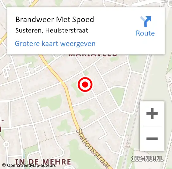 Locatie op kaart van de 112 melding: Brandweer Met Spoed Naar Susteren, Heulsterstraat op 18 januari 2018 10:37