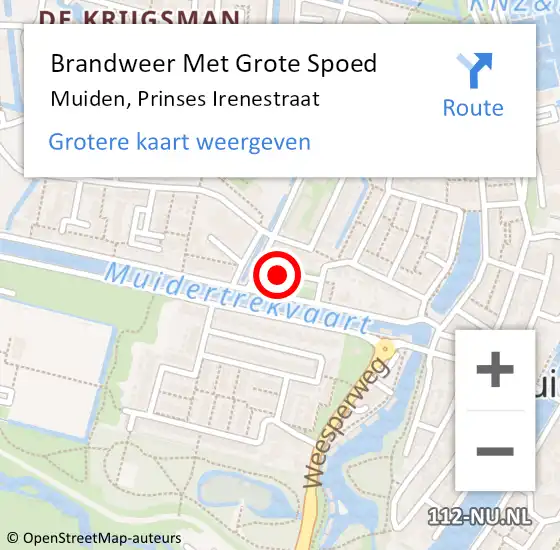 Locatie op kaart van de 112 melding: Brandweer Met Grote Spoed Naar Muiden, Prinses Irenestraat op 18 januari 2018 10:38