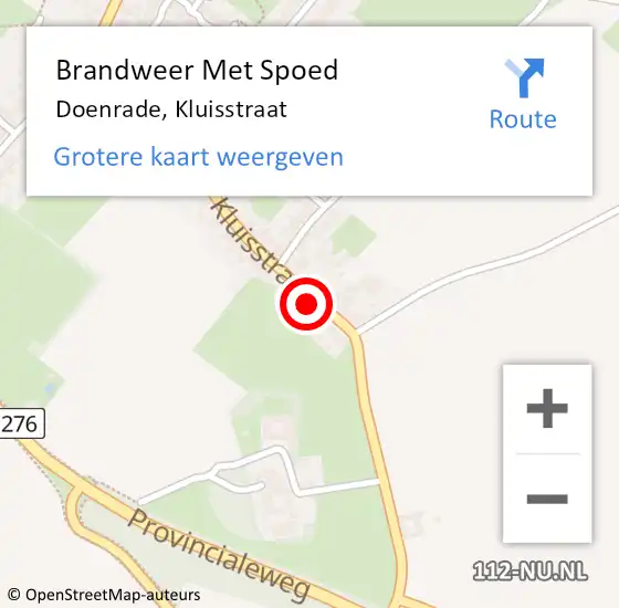 Locatie op kaart van de 112 melding: Brandweer Met Spoed Naar Doenrade, Kluisstraat op 18 januari 2018 10:39