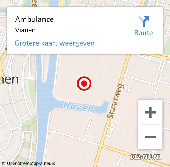 Locatie op kaart van de 112 melding: Ambulance Vianen op 18 januari 2018 10:40