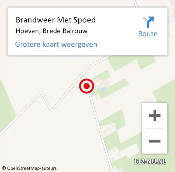 Locatie op kaart van de 112 melding: Brandweer Met Spoed Naar Hoeven, Brede Balrouw op 18 januari 2018 10:40