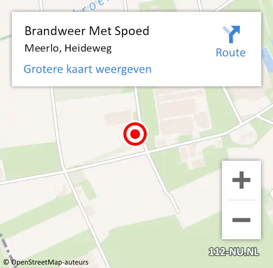 Locatie op kaart van de 112 melding: Brandweer Met Spoed Naar Meerlo, Heideweg op 18 januari 2018 10:41